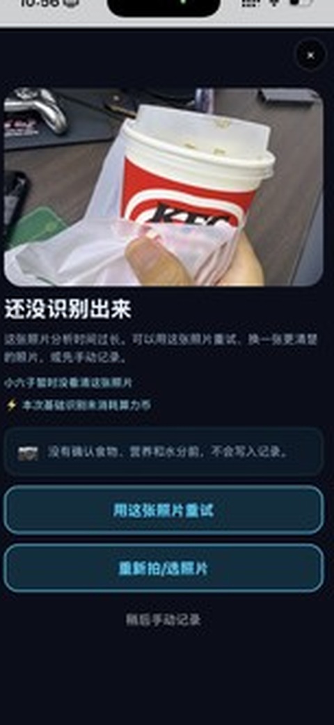 FeedSelf 餐食照片识别界面